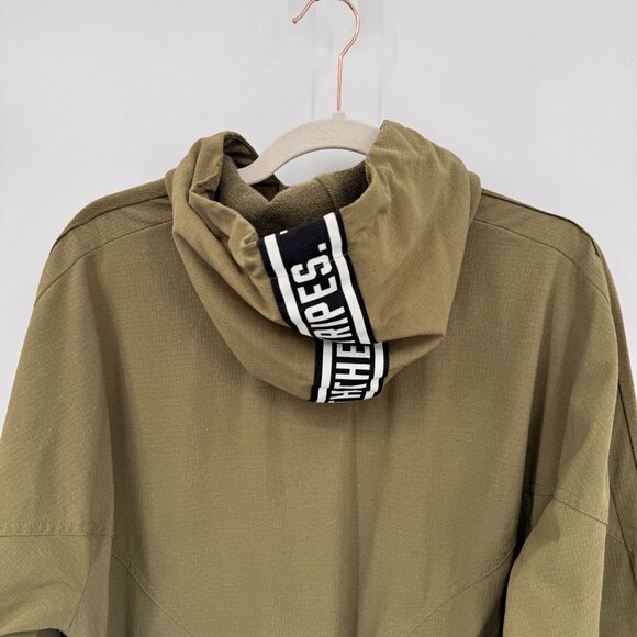 Adidas 1/4 Zip Pullover Jacket Mens Large Green‎ Nylon Pockets Hood - Picture 6 of 10